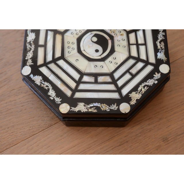 Vintage Chinese Lacquered Wood With Mother of Pearl Trinket Box For Sale In San Francisco - Image 6 of 6