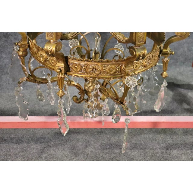 Glass Fine Quality Bronze and Genuine Crystal French Louis XV Style Chandelier For Sale - Image 7 of 10