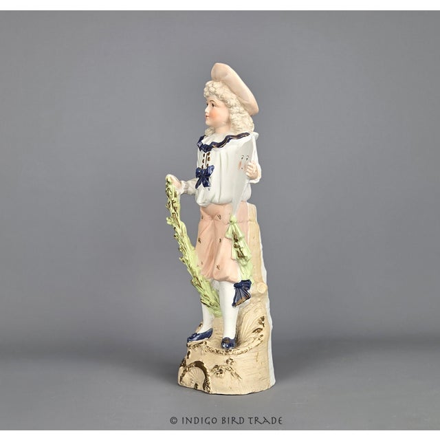 1870's German Bisque Porcelain Figurine of Boy With Flying Kite by Pm&m Porzellanfabrik Unger, Schneider and Cie For Sale - Image 4 of 9