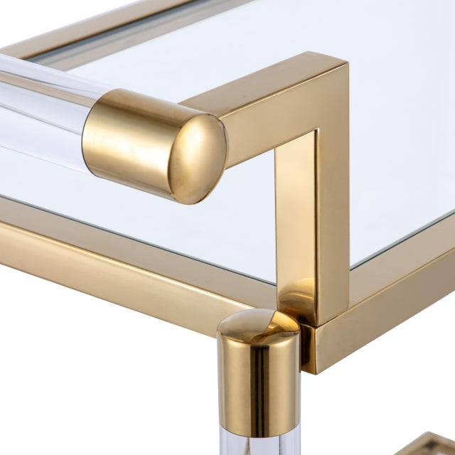 Pasargad Home Glacia Modern 2-Tier Lucite and Metal Bar Cart For Sale In New York - Image 6 of 8