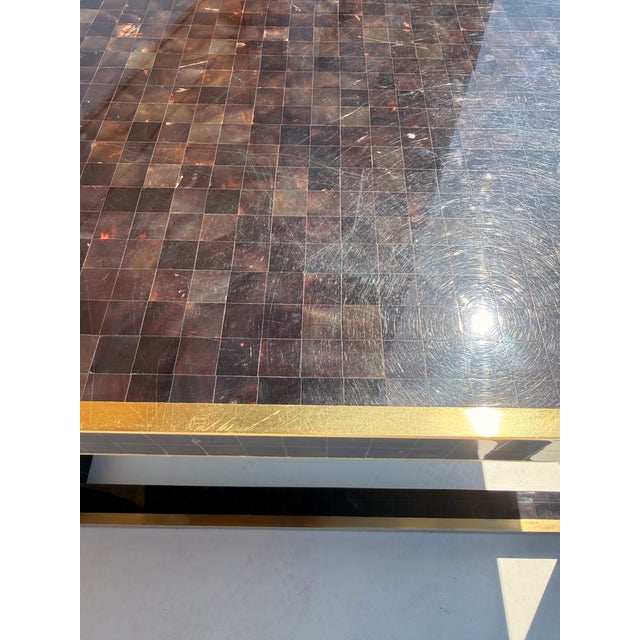 1980s Tessellated Horn and Brass Coffee Table For Sale - Image 11 of 12