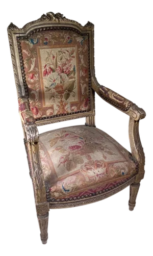 Early 19th Century Fabulous Louis XVI Style Miniature Chair With Original Petit Point Upholstery