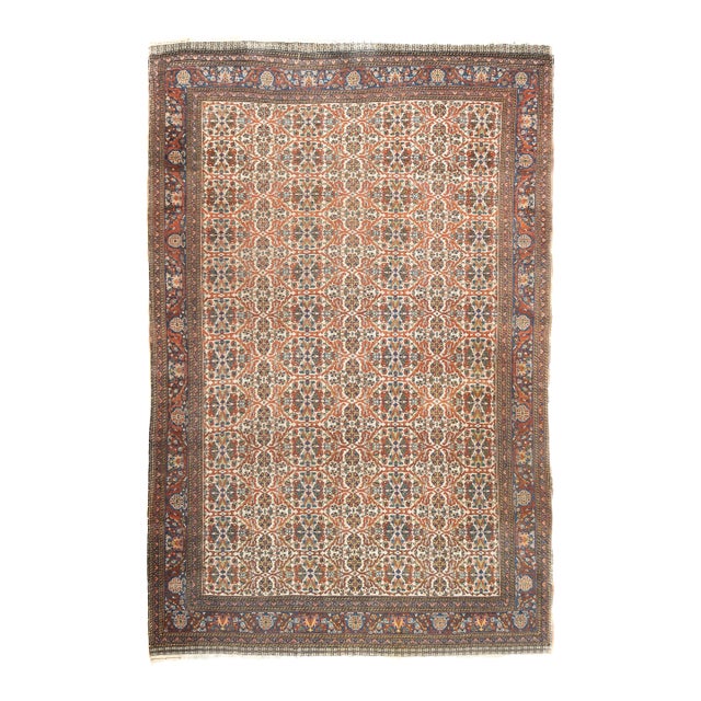 Late 18th Century Ivory Persian Qashqai Rug 6'11'' X 10'6'' For Sale