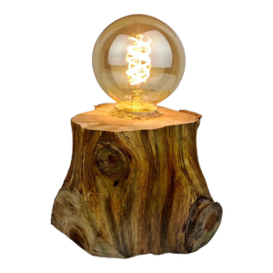 Rustic Handmade Solid Reclaimed Natural Log Edison Filament Table Desk Lamp