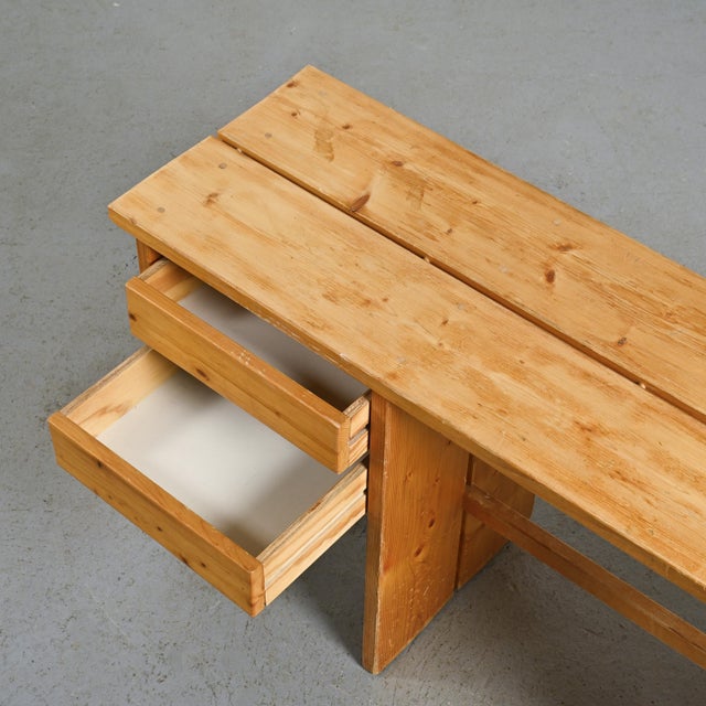 Brown Pine Desk from Mobilier Gal La Plagne, 1960s For Sale - Image 8 of 11