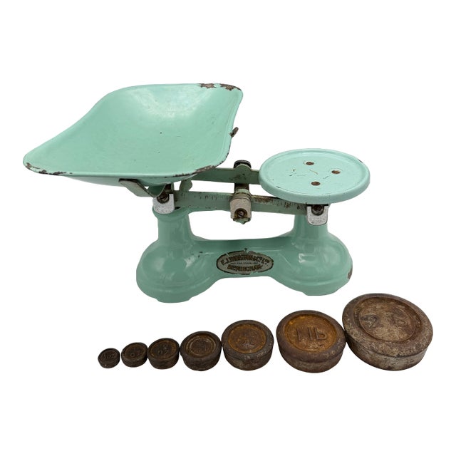 Antique Mint Green Kitchen Scale For Sale
