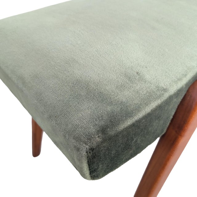 Wood Vintage Ottoman in Teak and Fabric For Sale - Image 7 of 8