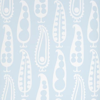 SAMPLE - Schumacher x Drusus Tabor Paisley Peas Wallpaper In Sky For Sale