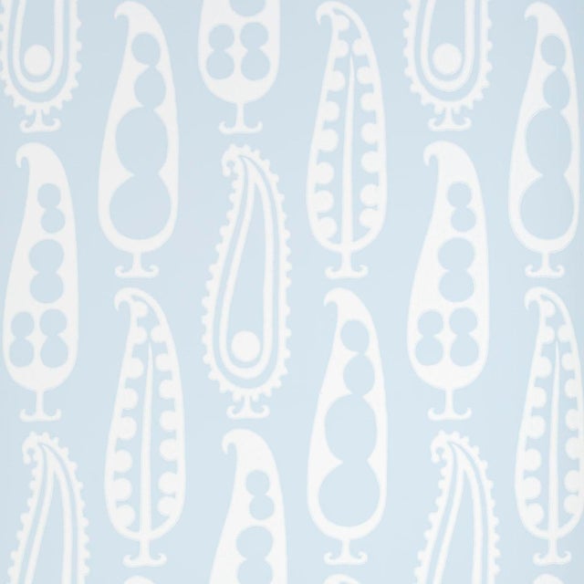 SAMPLE - Schumacher x Drusus Tabor Paisley Peas Wallpaper In Sky For Sale