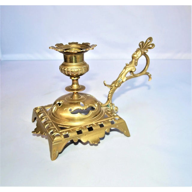 Antique Late 19th Century Brass Chamber Candlestick For Sale - Image 4 of 7