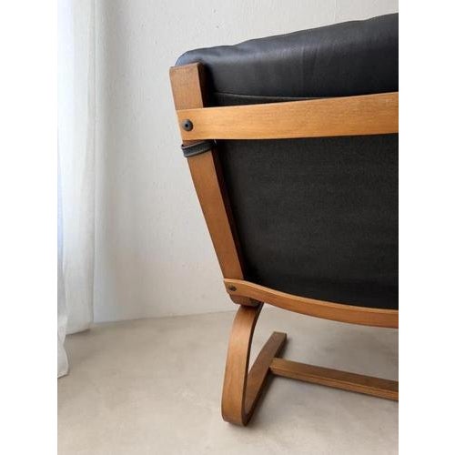 Mid-Century Modern Plywood Chair in Black Leather, 1970s For Sale - Image 9 of 11