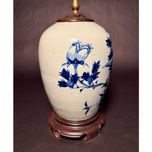 19th Century Chinese Celadon, Blue and White Porcelain Lamp For Sale In New York - Image 6 of 8