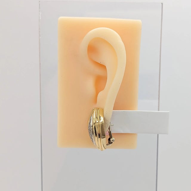 Contemporary White Diamond Earrings in 14K 2 Tone Gold - A Pair For Sale - Image 3 of 5