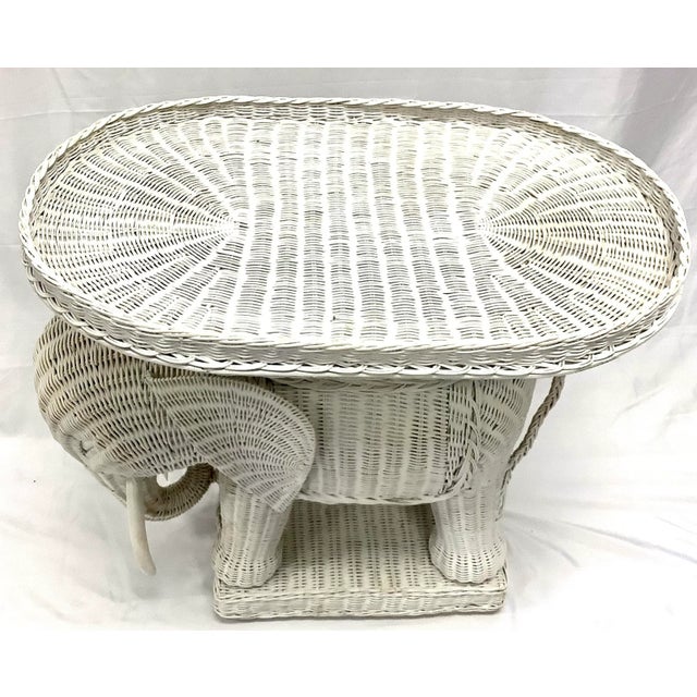 Vintage Wicker Elephant Side Table With Detachable Tray Chairish