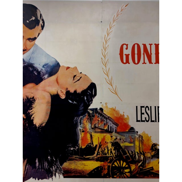 White Gone With the Wind R61 24-Sheet Billboard Movie Poster Restored/on Linen 100" X 227" For Sale - Image 8 of 12