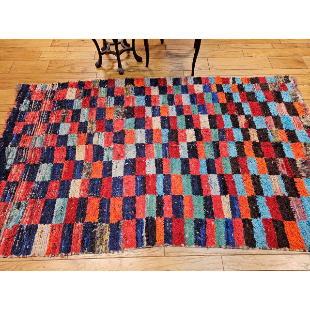 Vintage Moroccan Boucherouite Shag Rug, Handwoven Wool & Cotton, 5' X 8' For Sale - Image 10 of 12