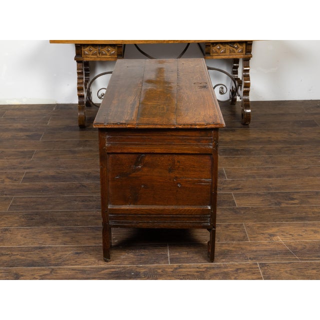 Wood Late 17th Century English Oak Wedding Coffer with Monogram and Carved Rosettes For Sale - Image 7 of 12