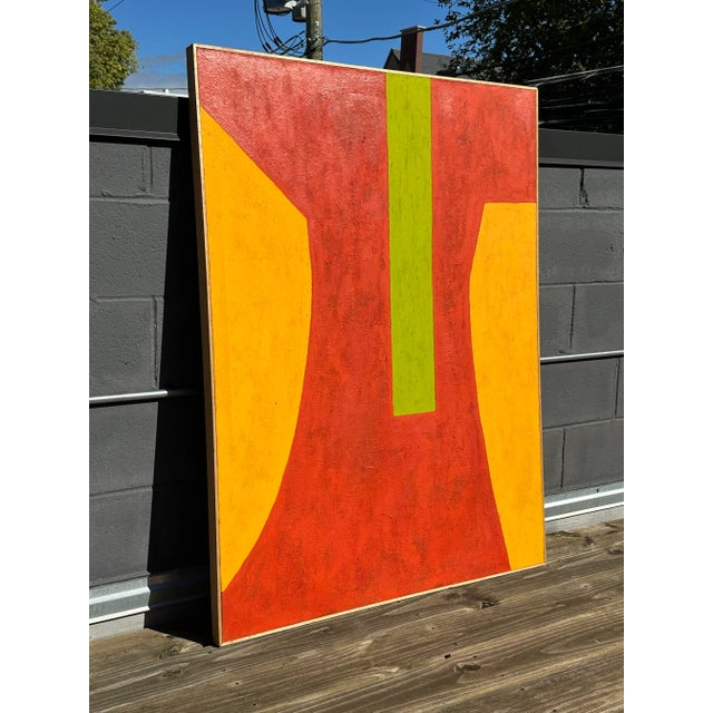 Large vintage abstract painting c. 1960s by Oliver Coleman, Jr. Coleman spent nearly four decades as a professor of art...