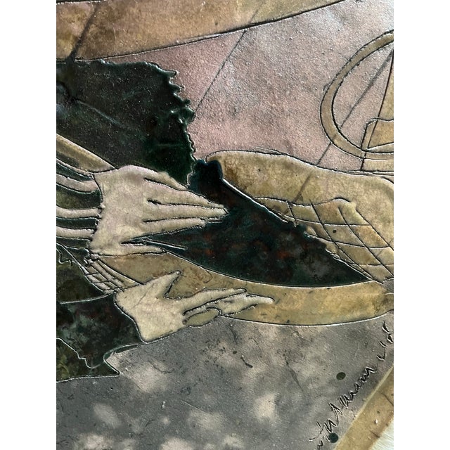 1970s Ceramic Plaque Art Wall Hanging For Sale - Image 5 of 9