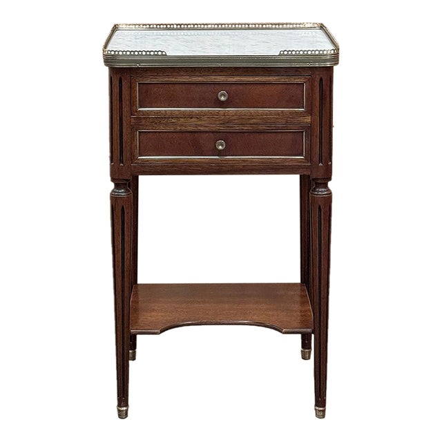 Antique French Directoire Mahogany End Table With Carrara Marble For Sale