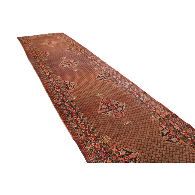 Tribal Antique Sarab Red Geometric Floral Wool Persian Runner For Sale - Image 3 of 7