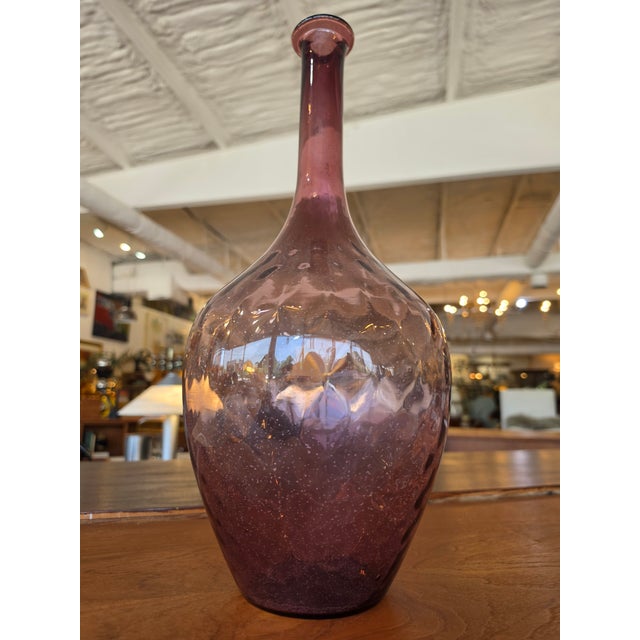 Mid-Century Modern 1970s Mid-Century Modern Hand-Blown Amethyst Purple Glass Decanter Bottle / Vase For Sale - Image 3 of 9