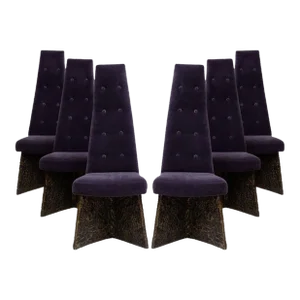 Brutalist Mohair Dining Chairs by Adrian Pearsall c. 1960 - Set of 6