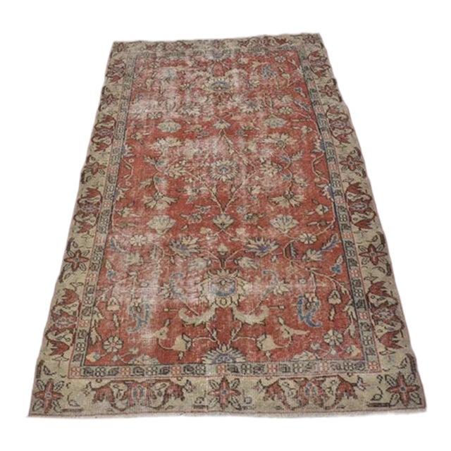 Vintage Anatolian Rug With Allover Floral Pattern For Sale