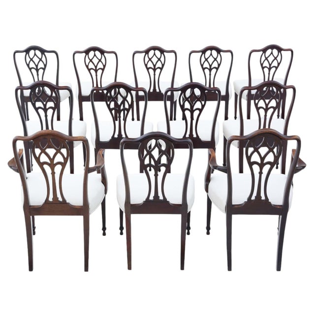Antique Mahogany Dining Chairs, 1900s, Set of 12 For Sale - Image 3 of 11