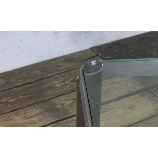 French 1980s Glass and Aluminum Coffee Table For Sale - Image 9 of 12