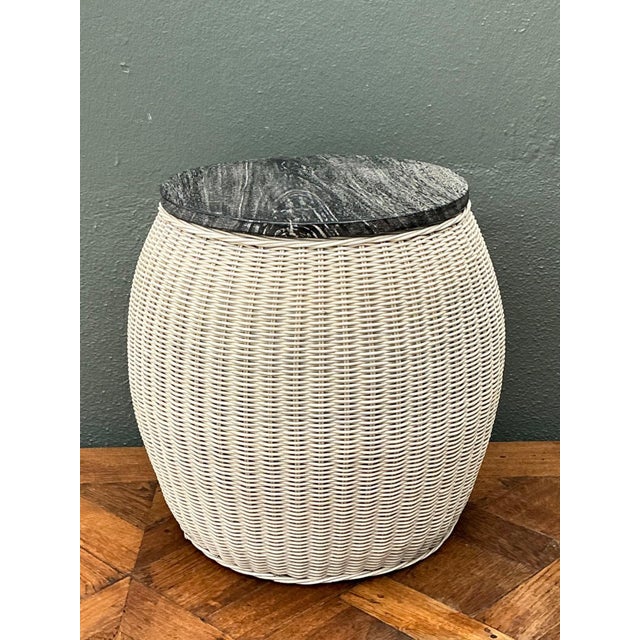 Vintage Rattan and Wood Side Table For Sale - Image 4 of 16