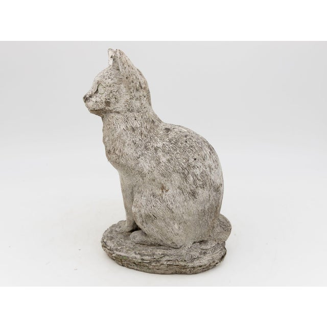 French Vintage Composite Stone Cat Garden Statue, French 1970s For Sale - Image 3 of 8