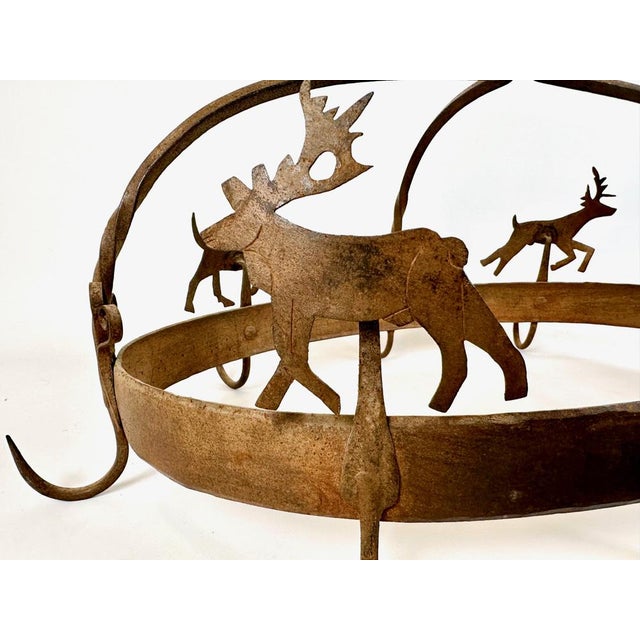 Antique French Kitchen Pot Rack in Wrought Iron, 1800s For Sale - Image 10 of 16