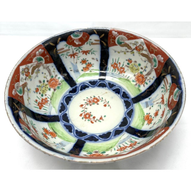 19th Century Antique 19th Century Japanese Imari Scalloped Bowl Meiji Kinrande Porcelain - 8.5” For Sale - Image 5 of 15