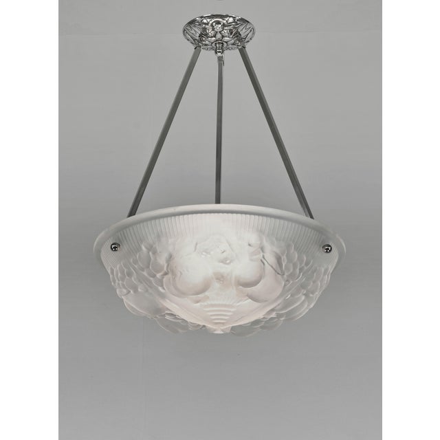 Art Deco Muller Freres French Art Deco Pendant Light 1930s For Sale - Image 3 of 11