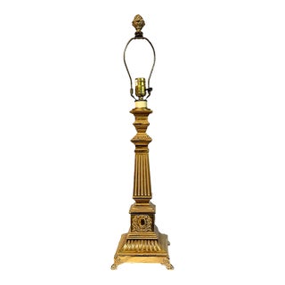 Vintage Robert Abbey Solid Brass Roman Column Neoclassical Table Lamp For Sale
