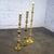 20th Century Moroccan Bohemian & Boho Chic Style Set of 3 Tiered Turned Brass Floor Candlesticks For Sale - Image 12 of 18