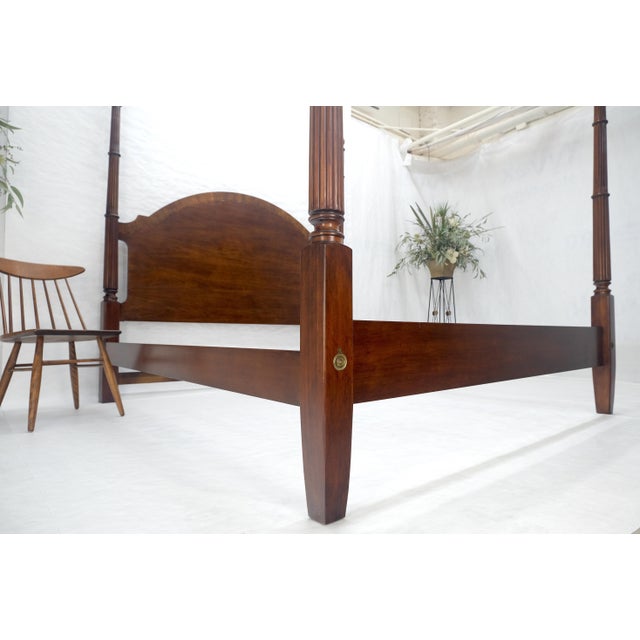 Mahogany King Size Banded Headboard Poster Bed w/ Turned Finials MINT! For Sale - Image 10 of 15