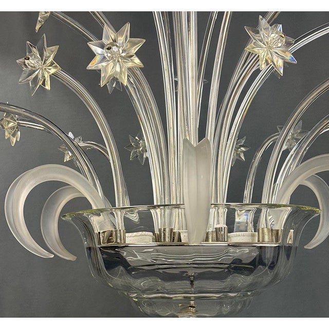 Vintage Glass Chandelier, 1930s For Sale - Image 9 of 12