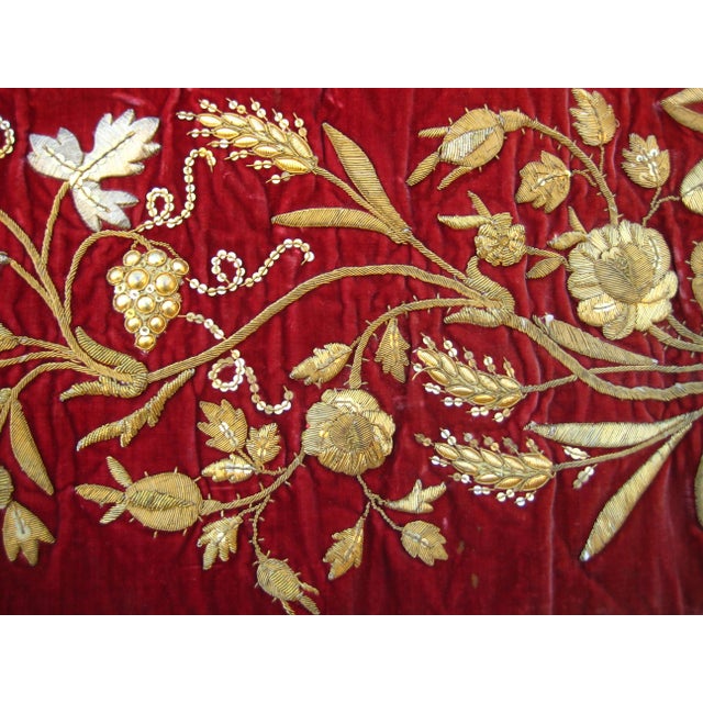 Religious Altar Gold Embroidery on Red Velvet 19 Century For Sale - Image 14 of 15
