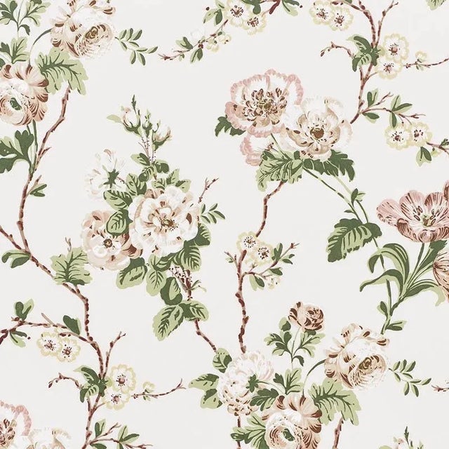 Schumacher X Vere Grenney Betty Chintz Fabric in Quiet Pink For Sale