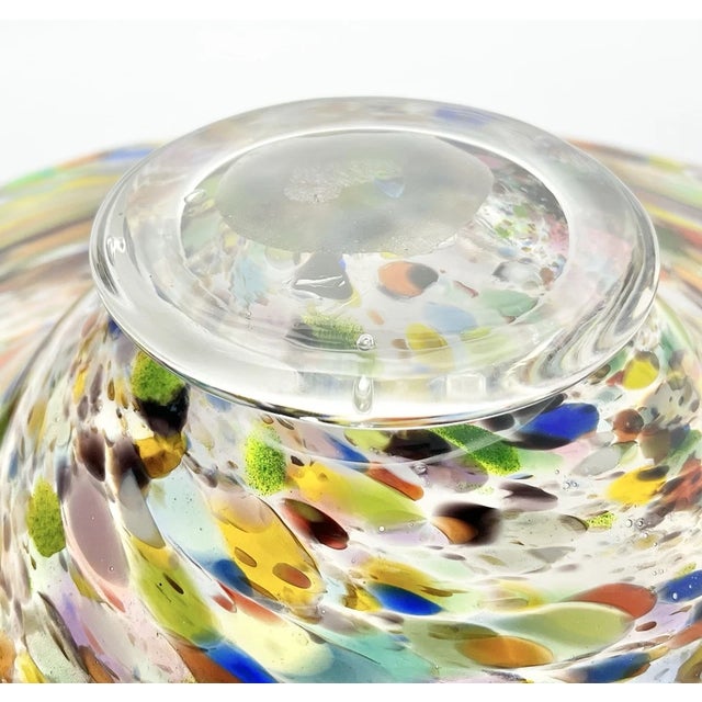 1970s Murano-Style Colorful Confetti Handblown Italian Swirl Art Glass Decor Bowl For Sale - Image 11 of 11