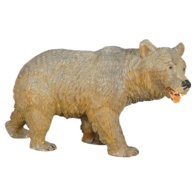 Vintage Wooden Walking Bear, Brienz, 1930s For Sale