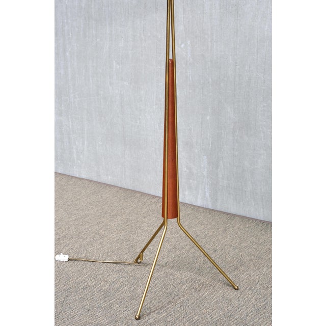 Mid-Century Modern Brass and Teak Tripod Floor Lamp from Möllers Armatur Eskilstuna, Sweden, Late 1950s For Sale - Image 3 of 10