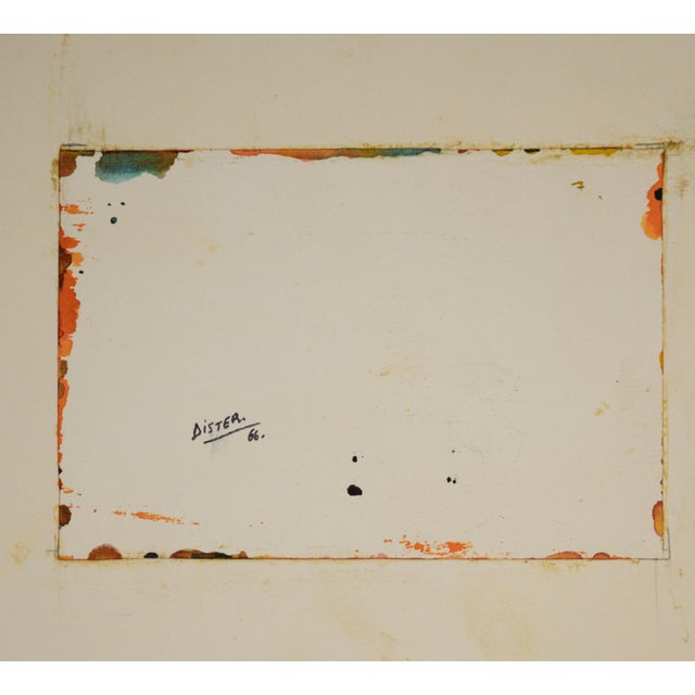1960s Orange Infusion - Watercolor and Ink on Paper by Dister For Sale - Image 5 of 5