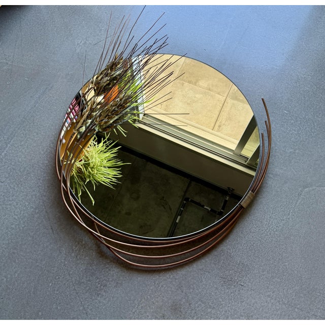 Curtis Jere Vintage Curtis Jere Wheat Sheaf Large Wall Mirror Metal Sculpture Regency For Sale - Image 4 of 16