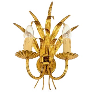 Sconce in Gilt Metal and Wheat Pattern, France, 1970s For Sale