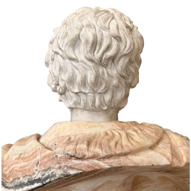 Bust of Roman Emperor Septimius Severus on Black Marble Base. Italy 20th Century For Sale In Los Angeles - Image 6 of 10