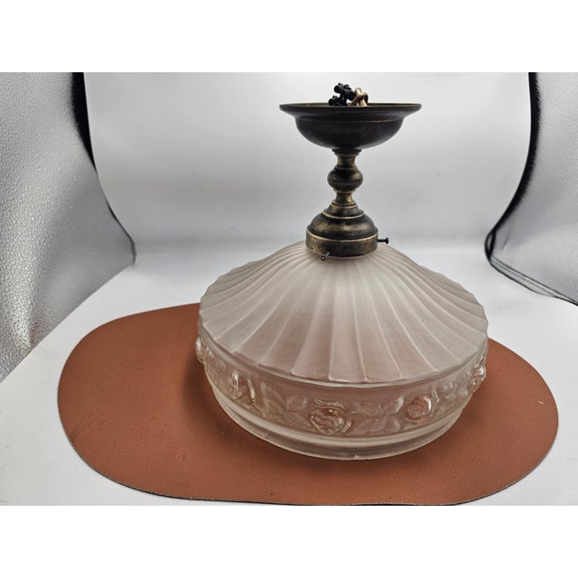 Metal Vintage Art Deco Brass Ceiling Lamp, 1920s For Sale - Image 7 of 7