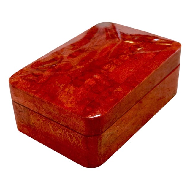 Vintage Italian Red Lacquered Decorative Box For Sale